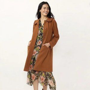LC Lauren Conrad Women's Burnt Orange Twill Trench Coat, L